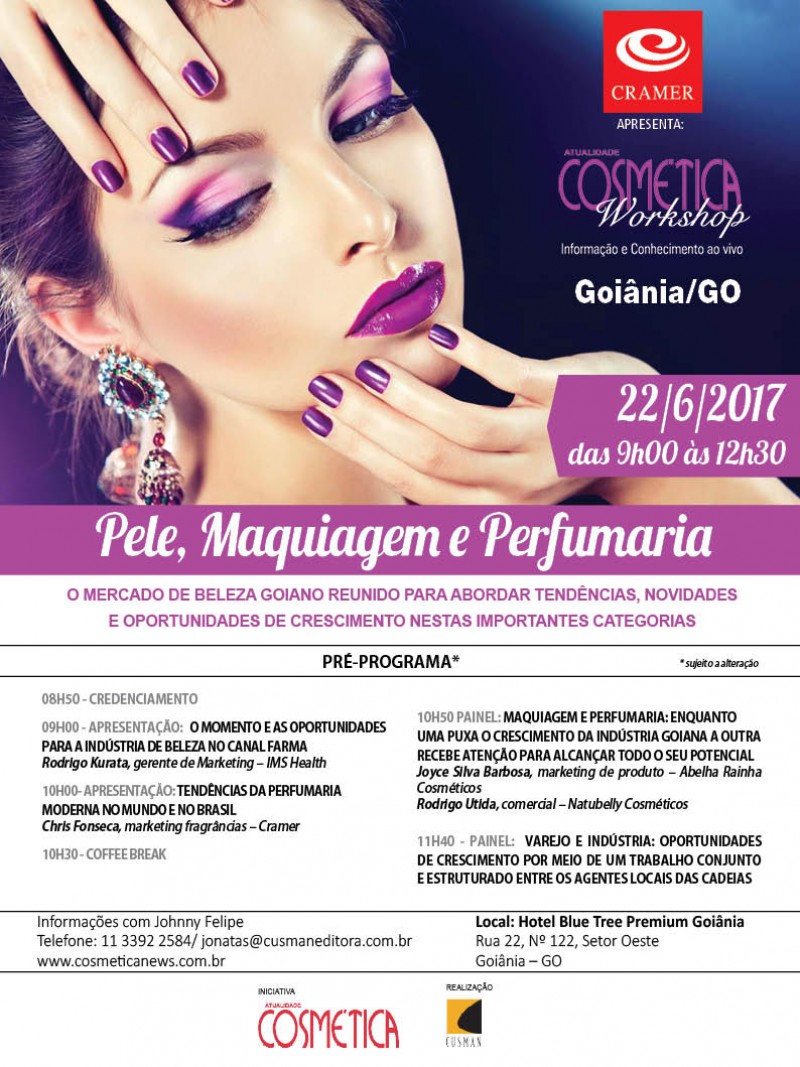 Dia 22 de junho, Goiânia será palco de grandes discussões sobre o mercado de beleza brasileiro. Atualidade Cosmética Workshop.